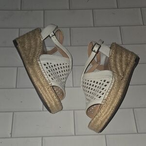 Franco Sarto White Espadrille Wedge Sandals